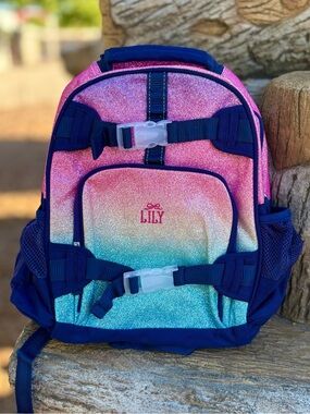 New Pottery Barn Kids Rainbow Ombre Glitter Mackenzie Backpack Size Small